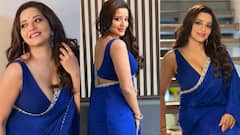 ब्लू साड़ी, डीपनेक ब्लाउज में मोनालिसा ने फिर दिखाया देसी अवतार, अदाएं देख फैंस के छूटे पसीने