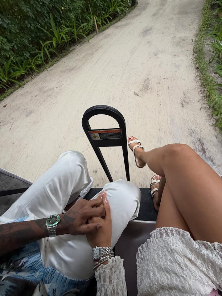 Some images featured the pair posing together, while others captured them holding hands.