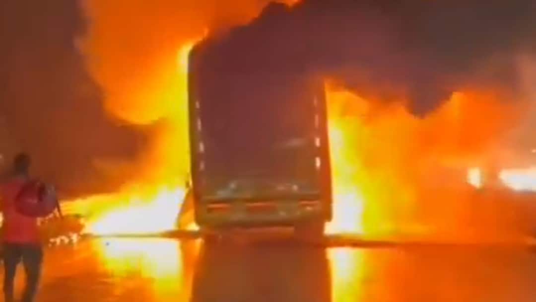 Several Feared Dead As Private Bus Catches Fire After Hitting Bike In Andhra’s Kurnool