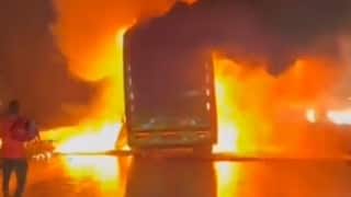 12 Killed, Several Injured As Bus Catches Fire After Hitting Bike In Andhra's Kurnool