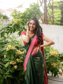 Yukti Thareja Saree Photos: చక్కగా చీర కట్టిన కే ర్యాంప్ హీరోయిన్ యుక్తి... వైరల్ ఫోటోలు