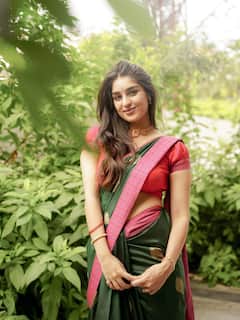 Yukti Thareja Saree Photos: చక్కగా చీర కట్టిన కే ర్యాంప్ హీరోయిన్ యుక్తి... వైరల్ ఫోటోలు