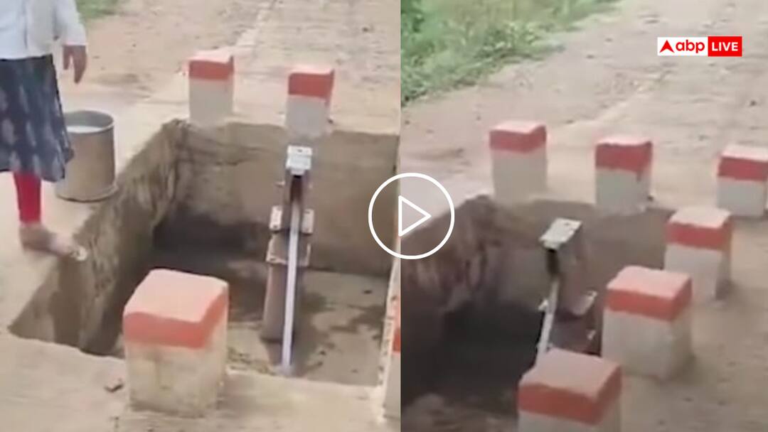 MP News Sidhi Dhol Kothar Village hand pump was placed in the middle road divider built around watch the viral video Video: कमाल की इंजीनियरिंग! सड़क के बीचों बीच गड्ढे में लगा दिया हैंडपंप, MP का वीडियो वायरल