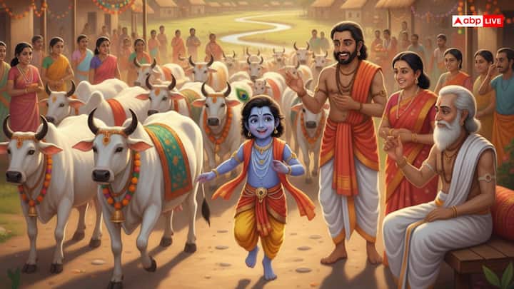 చాలా సేపటి నుంచి అలాగే ఉండిపోయారని నందుడు...ఆ పండితుడిని ప్రశ్నించగా.. ఈరోజే ముహూర్తం ఉంది ఆ తర్వాత సంవత్సరం పాటు ముహూర్తం లేదని చెప్పారట. ఆ మాటవిన్న కృష్ణుడు అయితే ఈ రోజే వెళ్లిపోతాను అని వెంటనే పరిగెత్తాడట. ఆ రోజు కార్తీక మాస శుక్ల పక్ష అష్టమి తిథి, అందుకే ఈ రోజున గోపాష్టమిని వ్రజంలో జరుపుకుంటారు