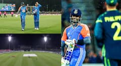 ਮੀਂਹ 'ਚ ਬਰਬਾਦ ਹੋਇਆ ਭਾਰਤ-ਆਸਟ੍ਰੇਲੀਆ ਦਾ ਪਹਿਲਾ ਟੀ-20 ਮੈਚ, ਸਿਰਫ 58 ਗੇਂਦਾ ਦਾ ਹੋਇਆ ਖੇਡ