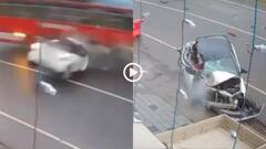 Video: कार की बस से जोरदार टक्कर, उड़े परखच्चे, ओवरटेक करना पड़ा महंगा, सामने आया खौफनाक वीडियो