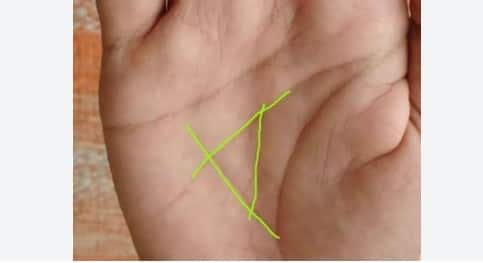 ਤਿਕੋਣ ਚਿੰਨ੍ਹ  ਹਥੇਲੀ ਵਿੱਚ ਇੱਕ ਤਿਕੋਣ ਨੂੰ ਧਨ ਇਕੱਠਾ ਕਰਨ ਜਾਂ ਭੰਡਾਰ ਦਾ ਪ੍ਰਤੀਕ ਮੰਨਿਆ ਜਾਂਦਾ ਹੈ। ਜਦੋਂ ਕਿਸਮਤ ਰੇਖਾ, ਸਿਹਤ ਰੇਖਾ ਅਤੇ ਦਿਮਾਗ ਦੀ ਰੇਖਾ ਇਕੱਠੇ ਹੋ ਕੇ ਇੱਕ ਤਿਕੋਣ ਬਣਾਉਂਦੀ ਹੈ, ਤਾਂ ਇਸਨੂੰ ਦੌਲਤ ਭੰਡਾਰ ਕਿਹਾ ਜਾਂਦਾ ਹੈ। ਇਹ ਚਿੰਨ੍ਹ ਕਾਰੋਬਾਰ, ਰੁਜ਼ਗਾਰ ਅਤੇ ਨਿਵੇਸ਼ ਵਿੱਚ ਲਾਭ ਲਿਆਉਂਦਾ ਹੈ। ਧਿਆਨ ਵਿੱਚ ਰੱਖੋ ਕਿ ਜੇਕਰ ਤਿਕੋਣ ਦੇ ਅੰਦਰ ਇੱਕ ਕਰਾਸ ਹੈ, ਤਾਂ ਧਨ ਦੇ ਨੁਕਸਾਨ ਦਾ ਜੋਖਮ ਵਧ ਸਕਦਾ ਹੈ।