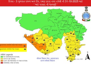 Gujarat Rain: સૌરાષ્ટ્ર-દક્ષિણ ગુજરાતના જિલ્લાઓમાં ઓરેન્જ અને યલો એલર્ટ, જાણો ક્યાં વરસશે વરસાદ
