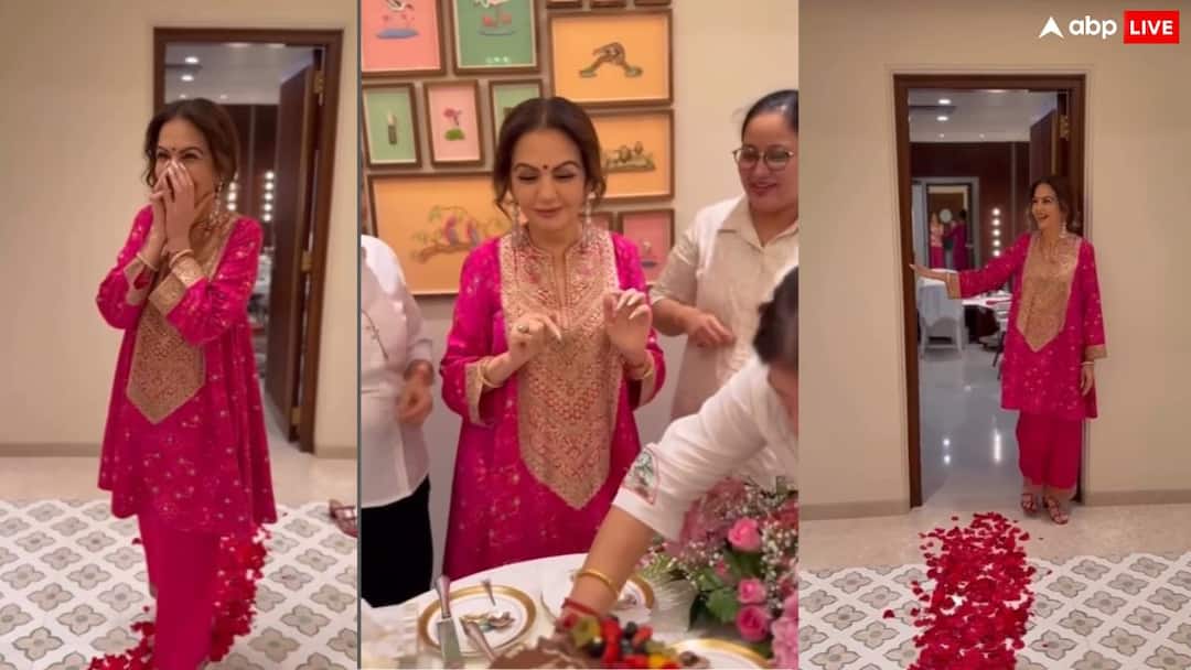 नीता अंबानी का बर्थडे सेलिब्रेशन, पिंक कलर के सूट में दिखीं गॉर्जियस, जामनगर में टीम ने दिया सरप्राइज
