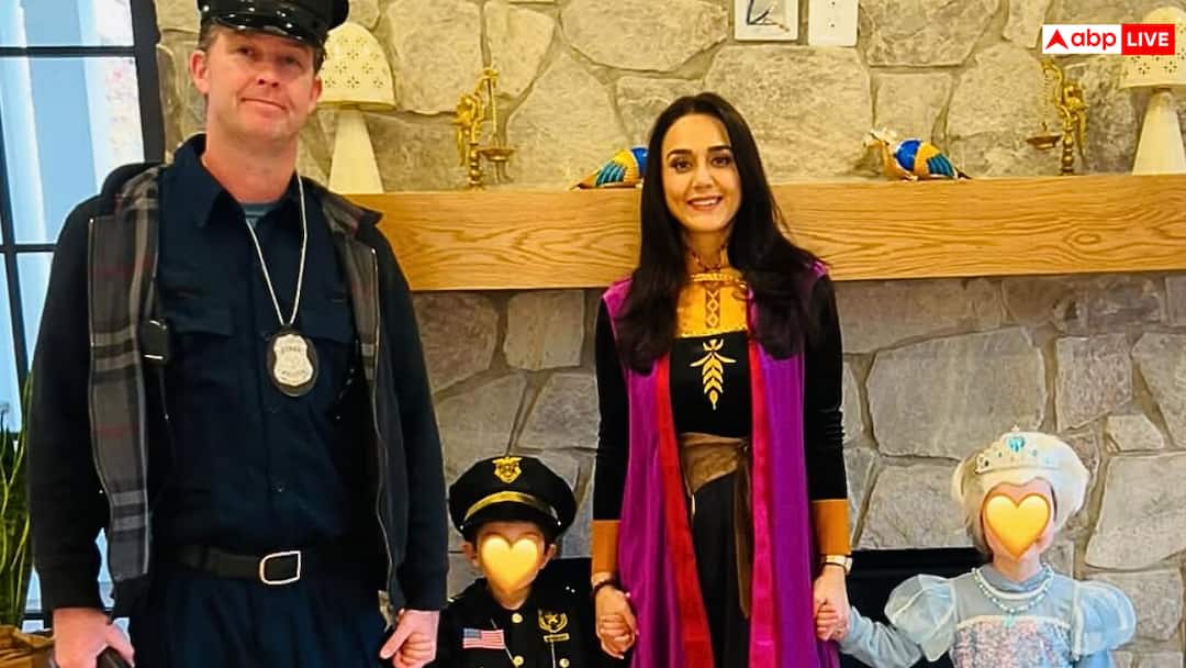 हैलोवीन पार्टी के लिए प्रीति जिंटा ने लिया ये लुक, बेटा जय बना पुलिस, बेटी जिया की फोटो वायरल