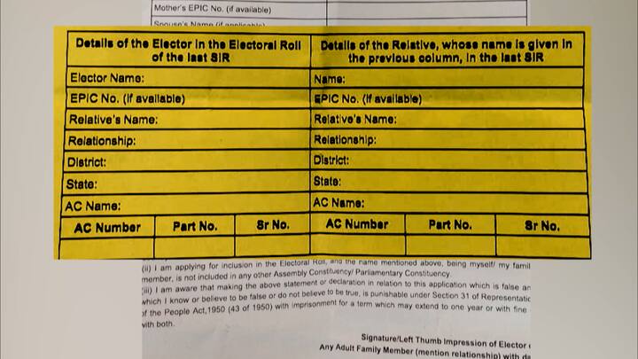 ২০০২-এর ভোটার তালিকায় কারও নিজের নাম থাকলে, তাঁকে ফর্মের বাঁদিকের টেবল ফিল-আপ করতে হবে। সেখানে নিজের নাম, ভোটার আইডি নম্বর, বাবা বা মায়ের নাম, সম্পর্ক, জেলার নাম,  রাজ্যের নাম এবং ২০০২ সালে যে বিধানসভা কেন্দ্রে ভোট দিয়েছিলেন, তার নাম এবং নম্বর দিতে হবে।