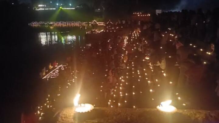 कोल्हापूरकरांनी तब्बल 51 हजार दीप पणत्या लावून घाट उजळून टाकला.
