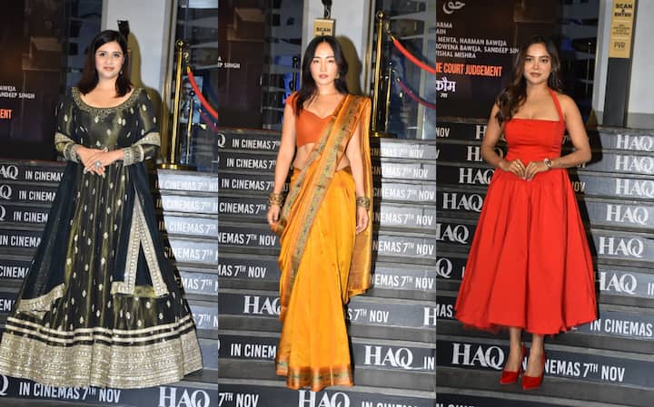 मनारा चोपड़ा को इस दौरान अनारकली सूट में देखा गया. वहीं चुम दरांग साड़ी में काफी खूबसूरत दिख रही थीं. जबकि मनीषा रेड कलर की ड्रेस में स्टनिंग नजर आईं.