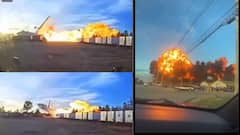 Plane Crash: திடீரென கீழே விழுந்து சறுக்கி நொறுங்கிய விமானம்..  தீப்பிழம்பு, கரும்புகை, 3 பேர் பலி - வீடியோ வைரல்