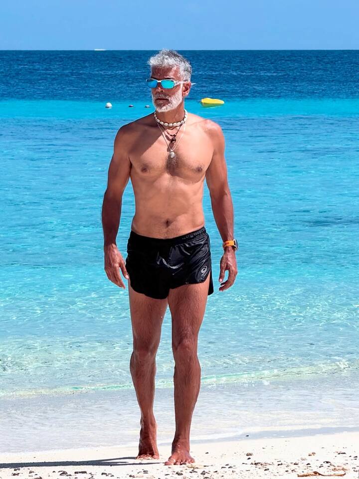 Milind Soman has shared photos of his birthday celebration on social media. In which he is seen enjoying his special day.
