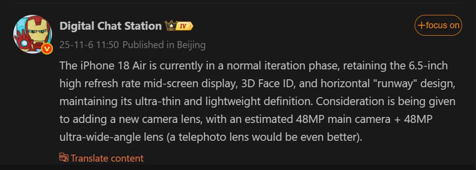 iPhone 18 Leaks: The Next 'Air' Might Carry Two Cameras; & It's Not Looking Pretty