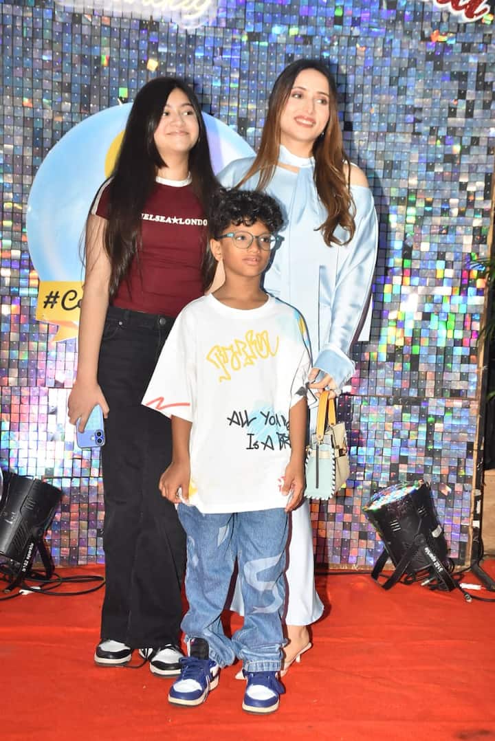 Actor and standup comedian Munawar Faruqui's wife also attended the grand party with her two children.