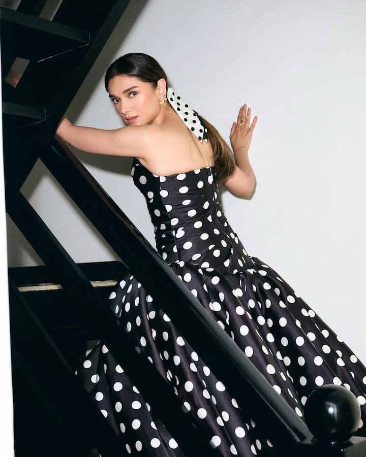 स्ट्रेपलेस पोल्का डॉट आउटफिट में अदिति राव हैदरी ने विंटेज एलिगेंस का अदभुत उदाहरण पेश किया है. उनके लुक को देख फैंस एक बार फिर उनकी खूबसूरती के मुरीद बन गए हैं.