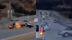 Video: बहस के बाद हाइवे पर कार ने बाइक को मारी टक्कर, फिर हुआ बड़ा हादसा, चपेट में आईं कई गाड़ियां