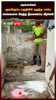 மடிப்பாக்கம் குடியிருப்பு பகுதியில் புகுந்த பாம்பு -லாவகமாக பிடித்த தீயணைப்பு வீரர்கள்:SNAKE