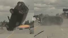 Video: हाइवे पर निकला कार का टायर दूसरी गाड़ी में जा लगा, कई फीट ऊपर उछली, देखें वीडियो