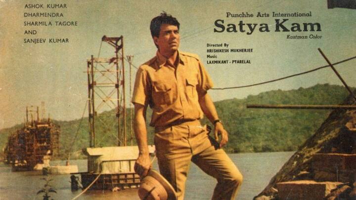 7. Satyakam: In Satyakam, Dharmendra delivered arguably the finest performance of his career. Playing Satyapriya Acharya, an idealistic engineer struggling to live by his moral values in a corrupt world, he offered a raw, emotional, and unforgettable portrayal of integrity and disillusionment. Directed by Hrishikesh Mukherjee, the film demanded subtlety and emotional restraint. His chemistry with Sharmila Tagore added layers of realism and vulnerability to the story. Even decades later, Satyakam stands as a testament to Dharmendra’s depth as an actor and his ability to carry profound social themes with sincerity. (Image Source: Pinterest/Novelty12345)