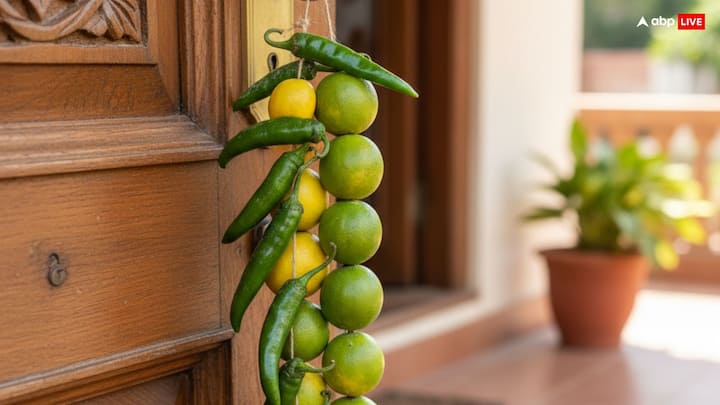 Applying lemon-chilli toran is considered to be a very effective solution to avoid eye defects. It is auspicious to change it on Saturday or Tuesday. But keep in mind, hang it in the middle of the door and do not install it inside the house. Adding a black cloth with it can be even more beneficial.