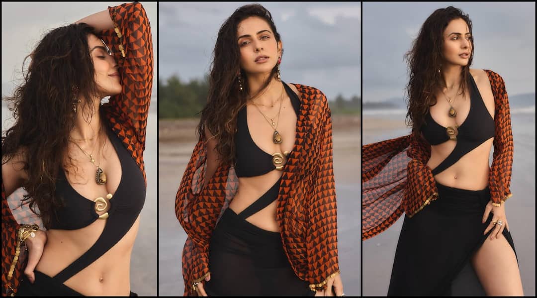 डीपनेक ड्रेस पहन समुंदर किनारे इतराईं रकुलप्रीत सिंह, देखें ग्लैमरस फोटोज