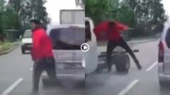 Video: बिना देखे भागकर सड़क पार कर रहा था शख्स, पिकअप से लगी जोरदार टक्कर, दूसरी कार पर जा गिरा