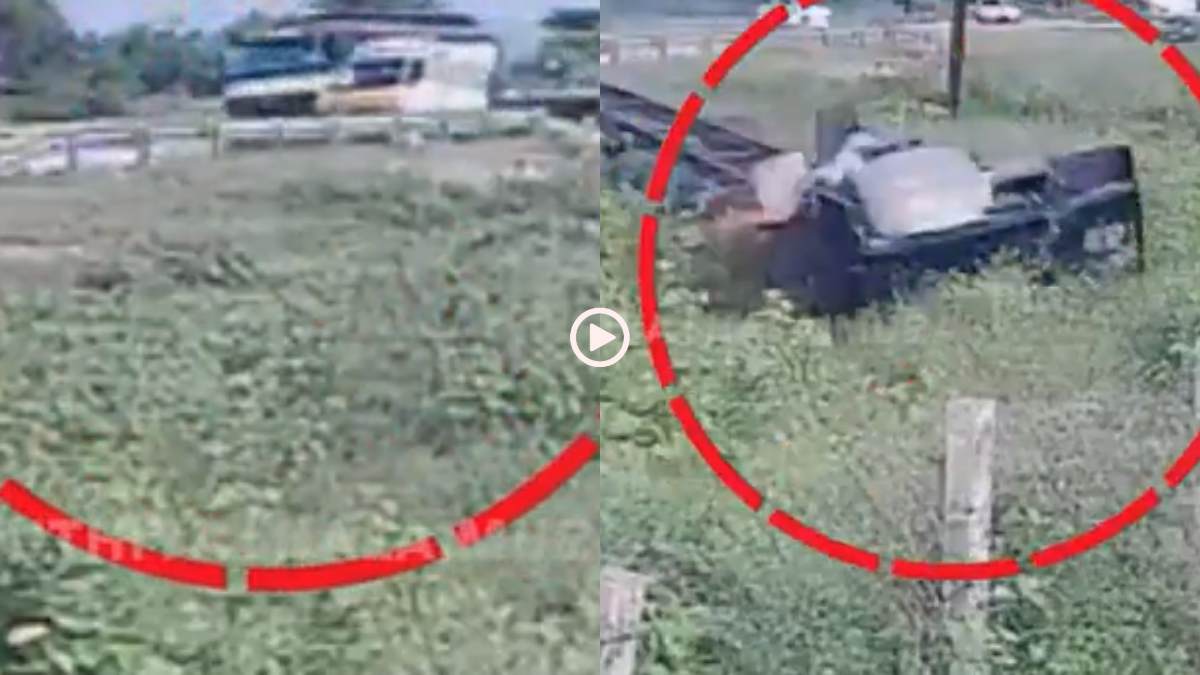 Video: तेज रफ्तार का कहर! हाईवे पर पेट्रोल टैंकर और बिना बॉडी फ्रेम वाली बस की भीषण टक्कर, वीडियो वायरल