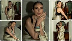 सिल्क साड़ी और स्लीवलेस ब्लाउज में बला की हसीन लगीं अदिति राव हैदरी, देखें तस्वीरें