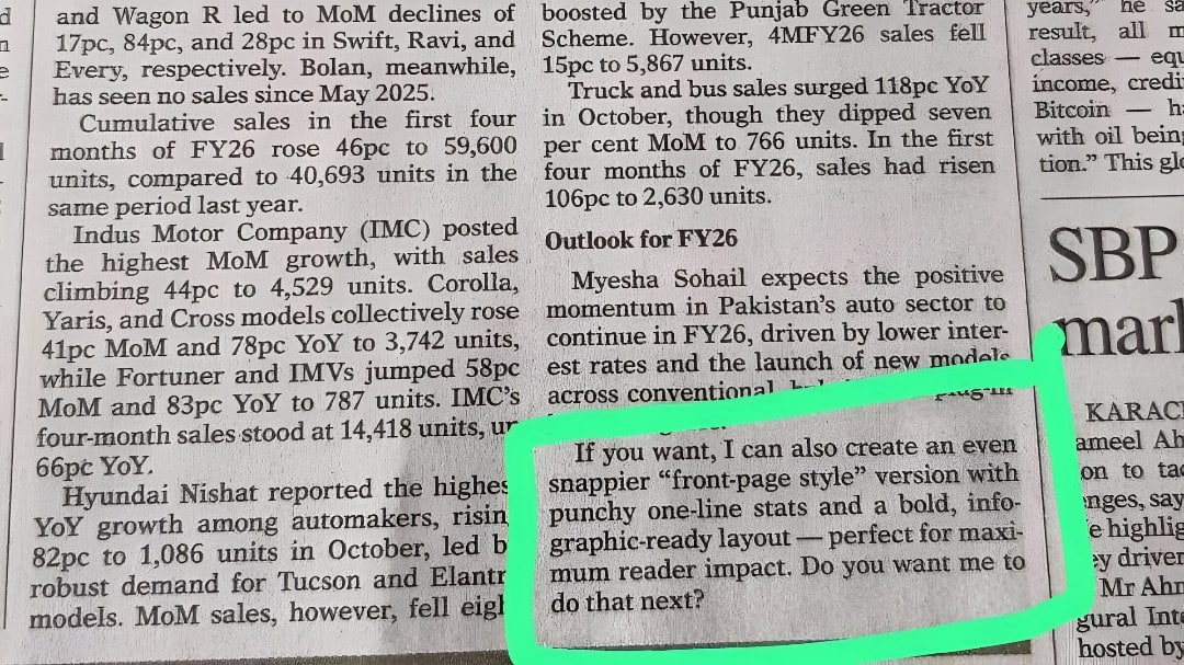 A screenshot of the newspaper article with the AI prompt highlighted.