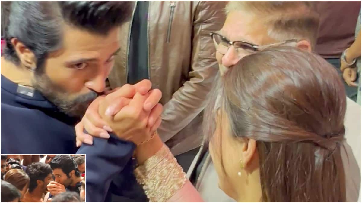 Vijay Deverakonda Rashmika Kiss: రష్మిక చేతికి విజయ్ ముద్దు... పబ్లిక్‌లో ఫస్ట్ టైమ్... ప్రేమను ఇలా చెప్పాడా?