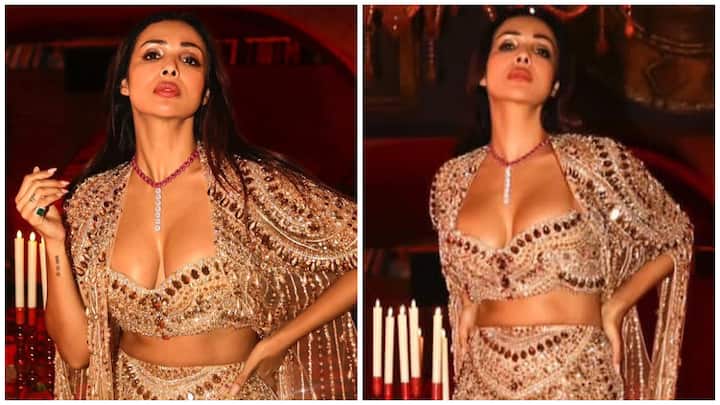 Malaika Arora once again proved why she’s considered one of Bollywood’s ultimate style icons as she dazzled in a golden embellished lehenga by ace designer Manish Malhotra.