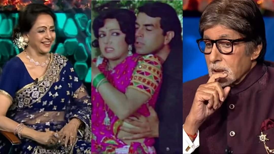 Amitabh Bachchan and Hema Malini shared funny stories of Dharmendra and film Sholay on KBC set धर्मेंद्र को हजारों की भीड़ ने घेरा, ऑटो से रामगढ़ पहुंचे थे जय और वीरू, अमिताभ और हेमा ने सुनाया 'शोले' के किस्से