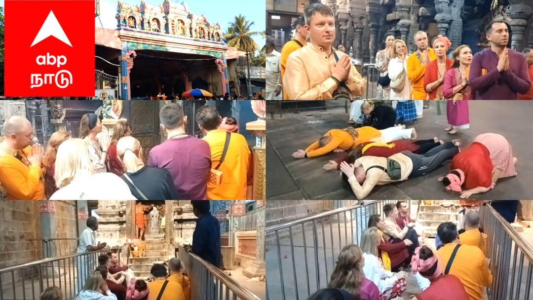 Mayiladuthurai District vaithishwarankovil temple Russia Devotees special prayer TNN ரஷ்ய பக்தர்களின் நெகிழ்ச்சி பிராத்தனை: போர் நீங்க, உலக அமைதி வேண்டி வைத்தீஸ்வரன் கோயிலில் சிறப்பு வழிபாடு..!