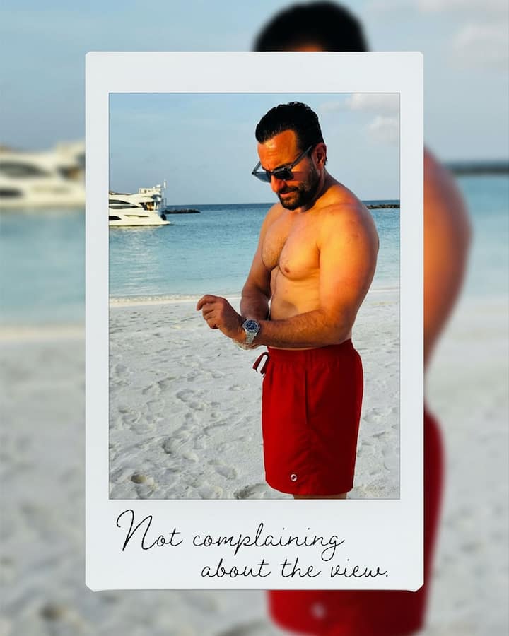इस वायरल पोस्ट के नेक्स्ट पिक्चर में सैफ अली खान नजर आ रहे हैं. रेड शॉर्ट्स, सनग्लास और हाथ में घड़ी पहने अभिनेता के खूब पोज दिए हैं. सैफ अली खान अपने इस बीच वेकेशन लुक में काफी हैंडसम लग रहे हैं.