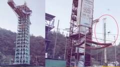 பஞ்சி ஜம்பிங்கில் அதிர்ச்சி... அந்தரத்தில் இருந்து விழுந்த சுற்றுலாப் பயணி.. வைரலான வீடியோ