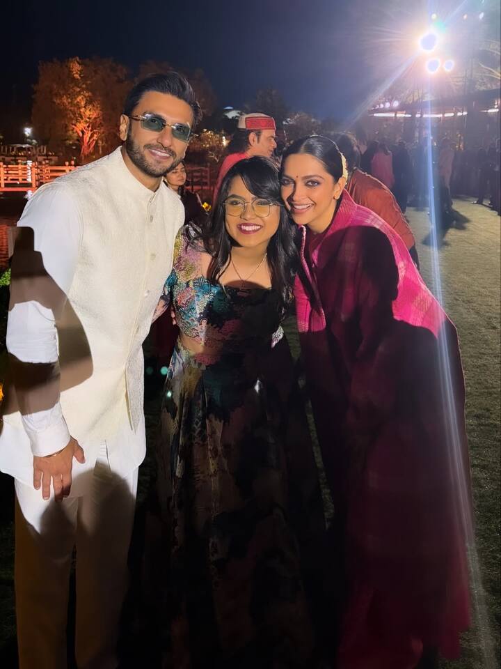 One of the pictures shows her hugging Deepika and posing with the couple.