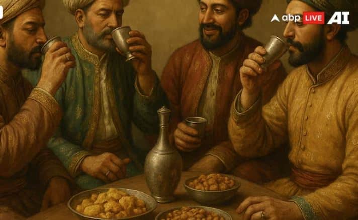 ਮੁਗਲ ਦਰਬਾਰਾਂ ਵਿੱਚ, ਸ਼ਰਾਬ ਦੇ ਨਾਲ ਕਈ ਤਰ੍ਹਾਂ ਦੇ ਸੁਆਦੀ ਪਕਵਾਨ ਹੁੰਦੇ ਸਨ, ਜਿਨ੍ਹਾਂ ਵਿੱਚ ਖਜੂਰ, ਖੁਰਮਾਨੀ, ਅੰਜੀਰ, ਬਦਾਮ, ਪਿਸਤਾ, ਭੁੰਨੇ ਹੋਏ ਮਾਸ ਅਤੇ ਕਬਾਬ ਸ਼ਾਮਲ ਸਨ।