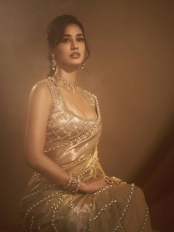 With this, the actress has completed her traditional look by balancing her jewelery well. She completed her look with floral designed neckpiece and statement earrings. Along with this, she has also worn bangles which is making her entire look even more attractive.
