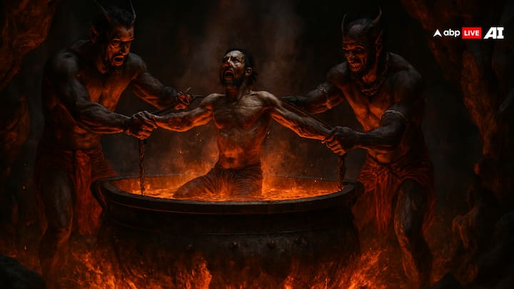 गरुड़ पुराण के अनुसार, जो व्यक्ति अपने फायदे के लिए दूसरे को नुकसान पहुंचाता है, उसे कुंभीपाकम नरक में भेजा जाता है. जहां उसे एक बड़े से बर्तन में उबलते हुए तेल में जलाया जाता है.