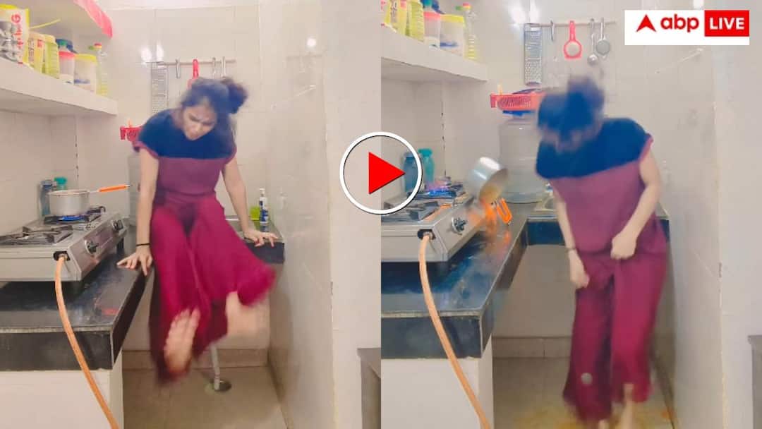 Funny Reel Hot Maggi fell on girl who was making reel on song Main Sasural Nahi Jaungi video goes viral मैं ससुराल नहीं जाऊंगी! गाने पर रील बनाते हुए लड़की पर गिरी खौलती हुई मैगी- वीडियो वायरल