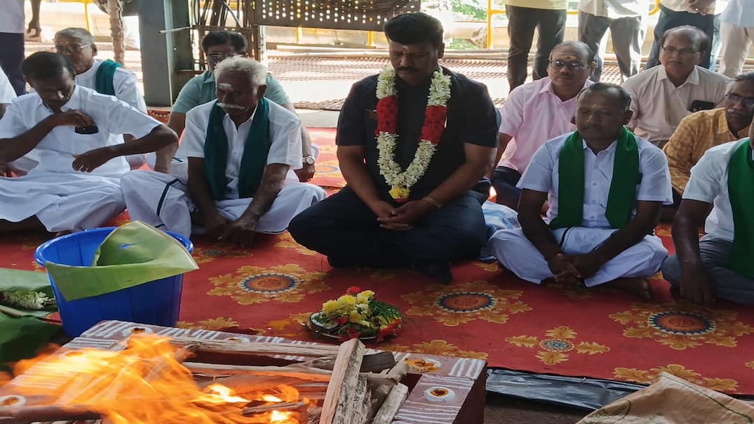 குருங்குளம் அறிஞர் அண்ணா சர்க்கரை ஆலையில் அனல் கொழு விழா பூஜை