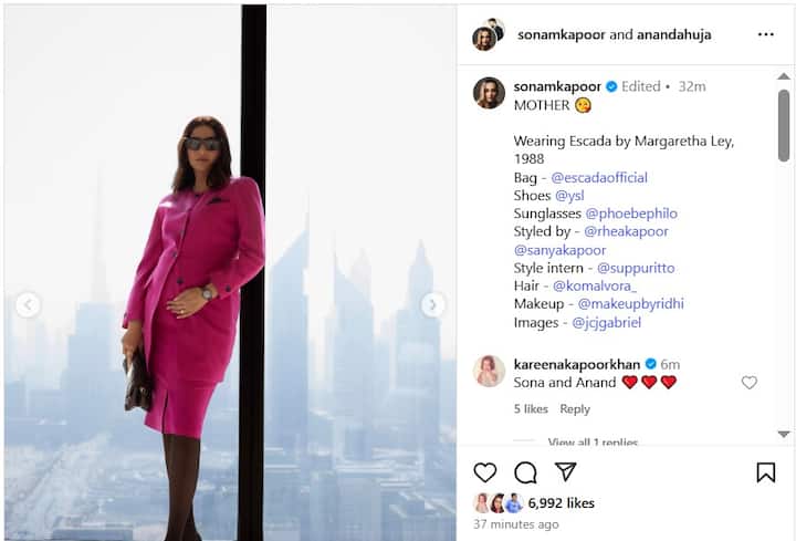 While sharing the photos, Sonam wrote- Mother. Also posted a kiss emoji. He has tagged Anand Ahuja in this post.