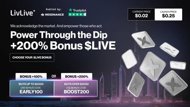 LivLive Launches a 200% Bonus Outshining Solana and Cardano Hype as the Best Crypto to Buy in Q4 2025