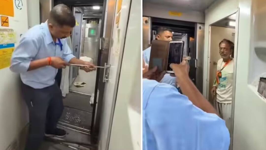 Viral Video: ரயில் கழிவறையில் 6 மணி நேரம் இருந்த நபர்.. இனி இப்படி பண்ணாதீங்க! passenger locks himself in train toilet for 6 hours Video Viral Viral Video: ரயில் கழிவறையில் 6 மணி நேரம் இருந்த நபர்.. இனி இப்படி பண்ணாதீங்க!