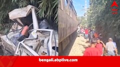 দুরন্ত গতিতে ছুটে এসে ধাক্কা মারল ট্রেন, খেলনার মতো উড়ে গেল বোলেরো গাড়ি, অনেকের মৃত্যুর আশঙ্কা