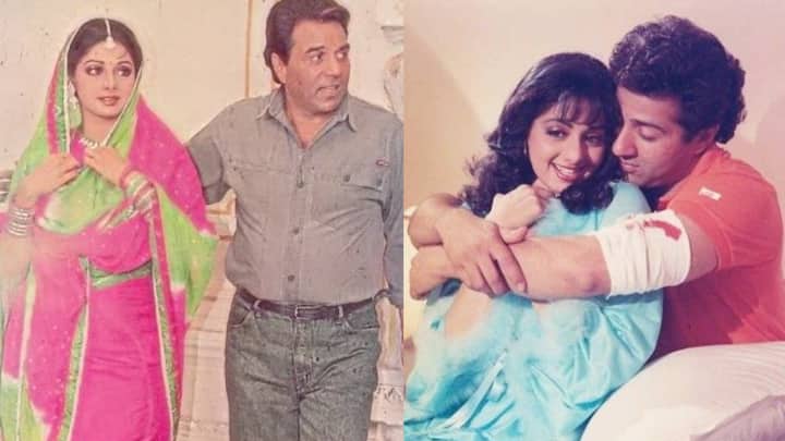 एक्ट्रेस श्रीदेवी ने धर्मेंद्र और सनी देओल के साथ कई अलग-अलग फिल्मों में काम किया. सनी देओल के साथ वो 'चालबाज', 'राम-अवतार' और 'निगाहें' में नजर आईं. वहीं धर्मेंद्र के साथ 'नाकाबंदी' और 'जानी दोस्त' जैसी फिल्मों में उनके साथ श्रीदेवी नजर आ चुकी हैं.