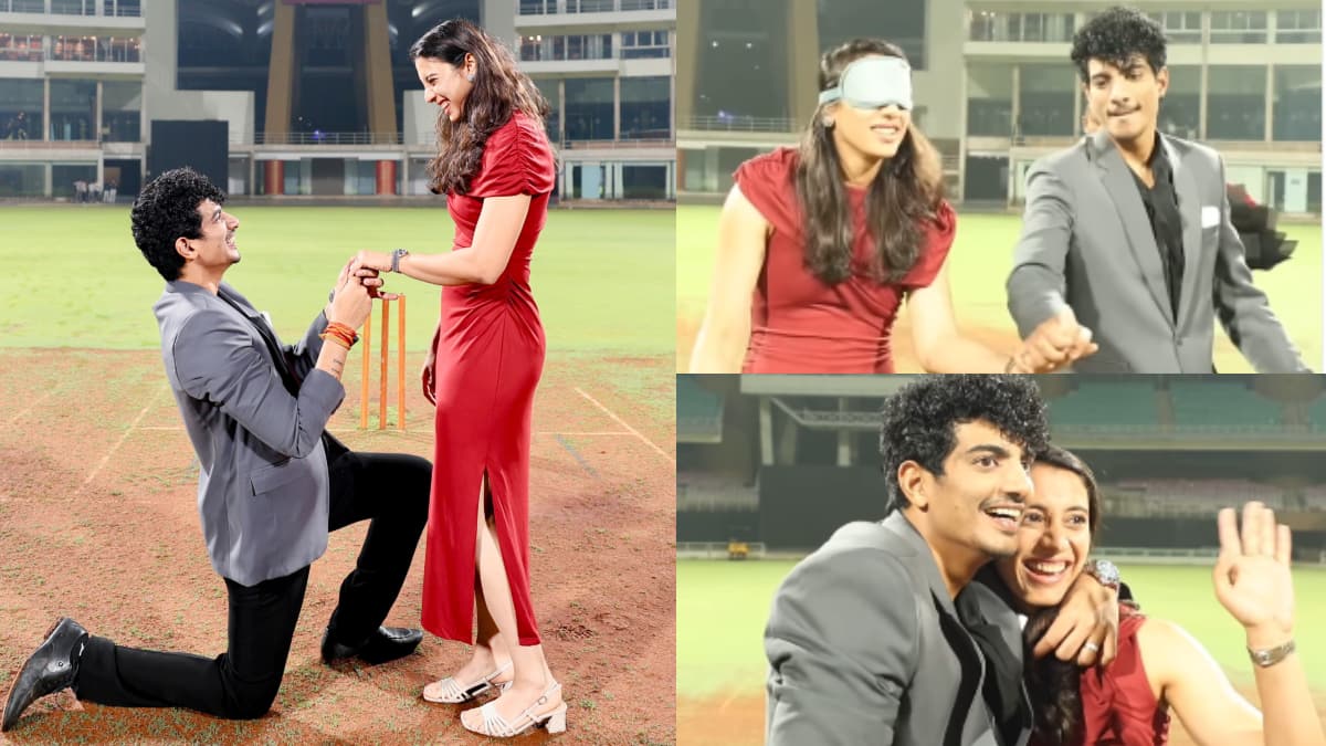 Watch: क्रिकेट मैदान के बीचों-बीच पलाश मुच्छल ने किया स्मृति मंधाना को प्रपोज, 2 दिन बाद है शादी